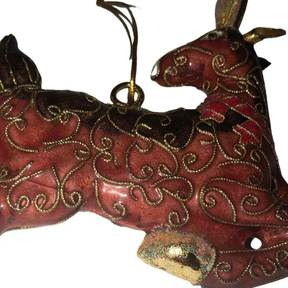 Vintage Deer Cloisonne Art Enameled Inlayed RARE Christmas Xmas Tree Ornament - Picture 5 of 7